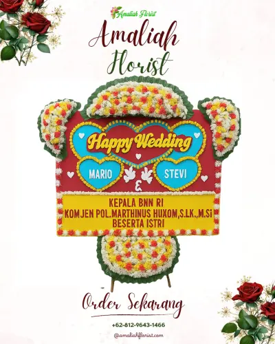 Karangan Papan Bunga Pernikahan di Tegal S Mandala Ii
